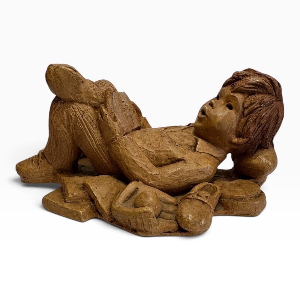 HTF Vintage Lee Bortin Originals Boy Reading Book Sculpture MCM - Picture 2 of 11